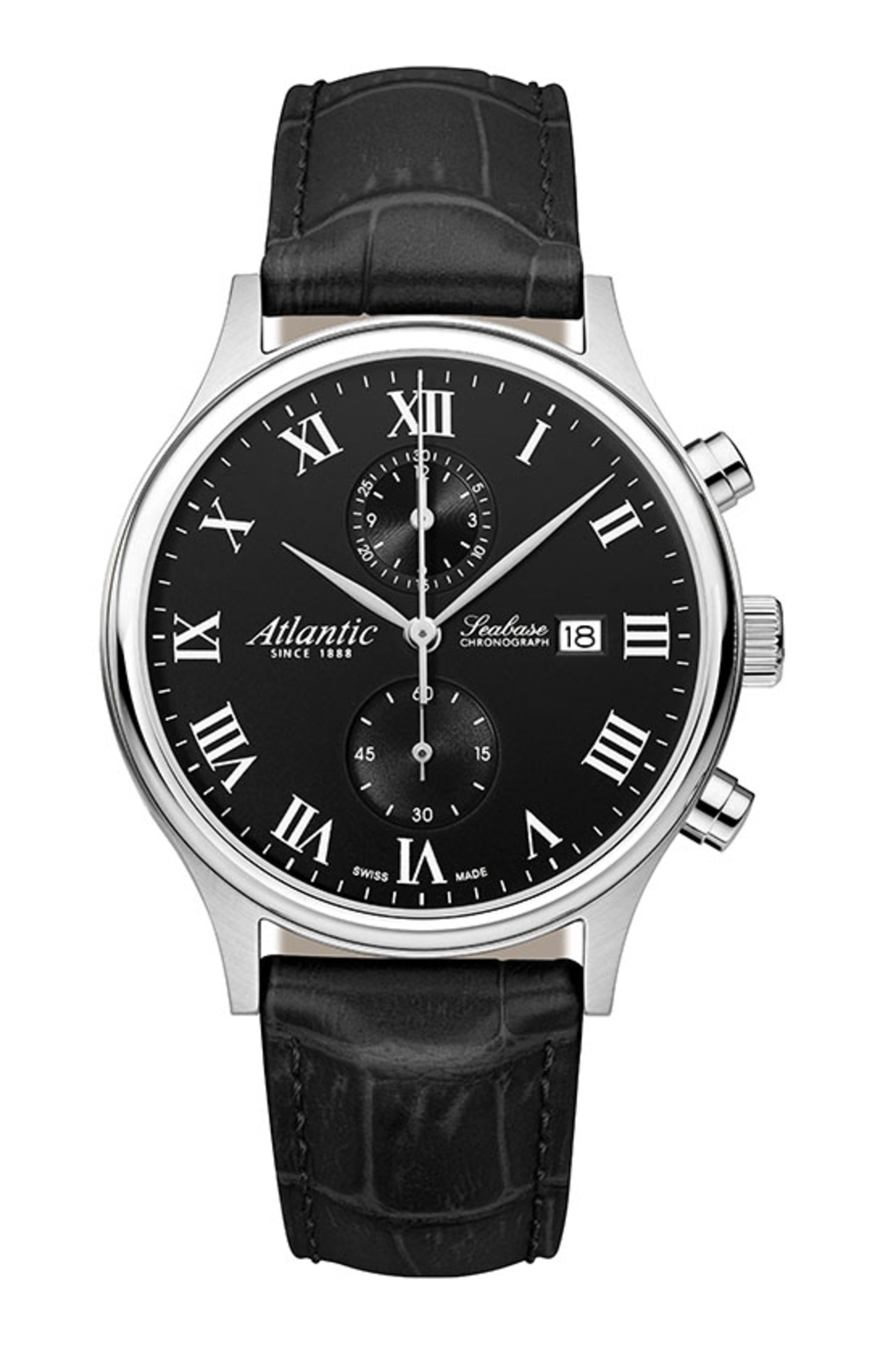 Atlantic Seabase Chronographe Noir & Cuir