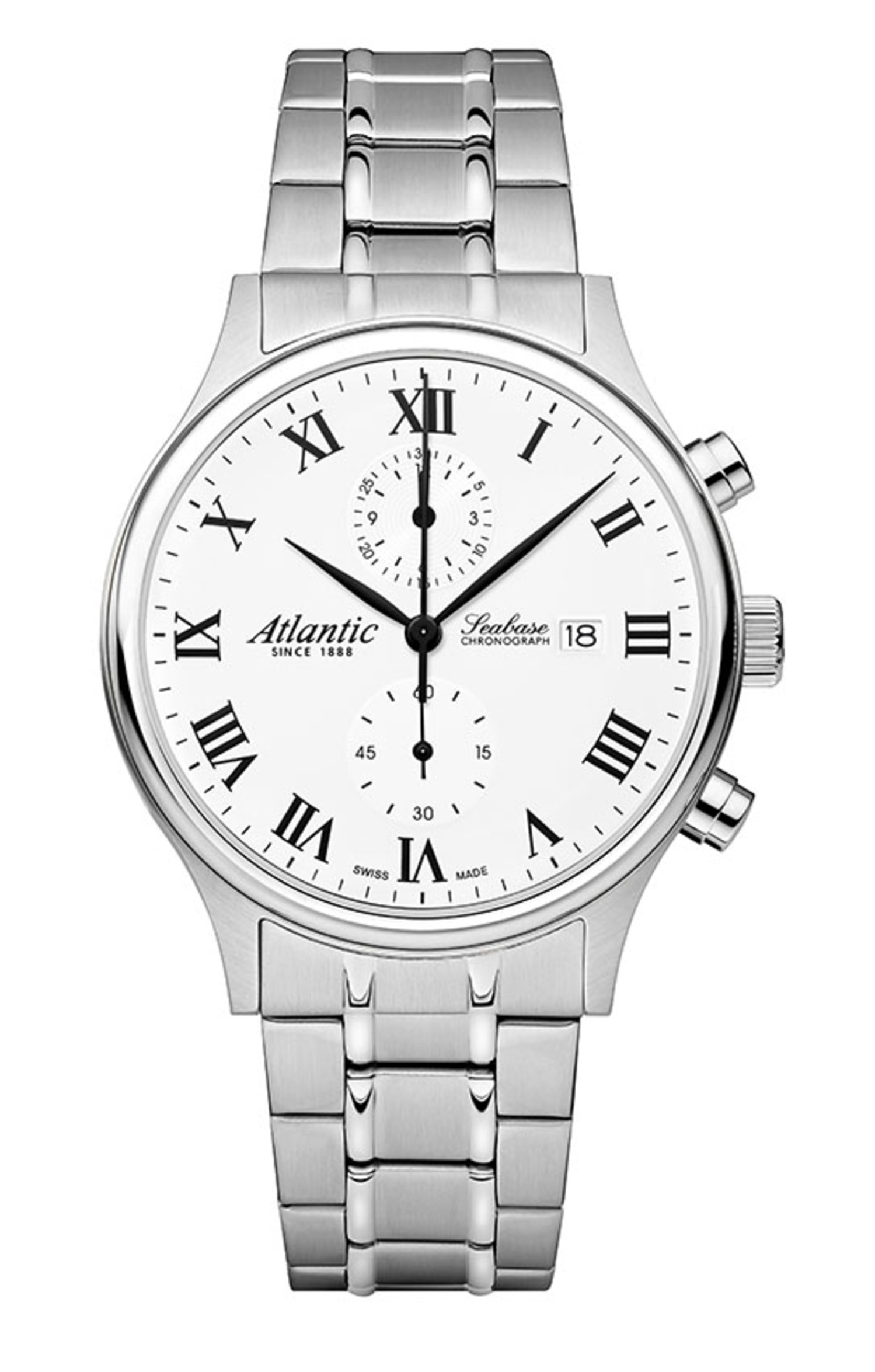 Atlantic Seabase Chronograph Weiss & Edelstahl