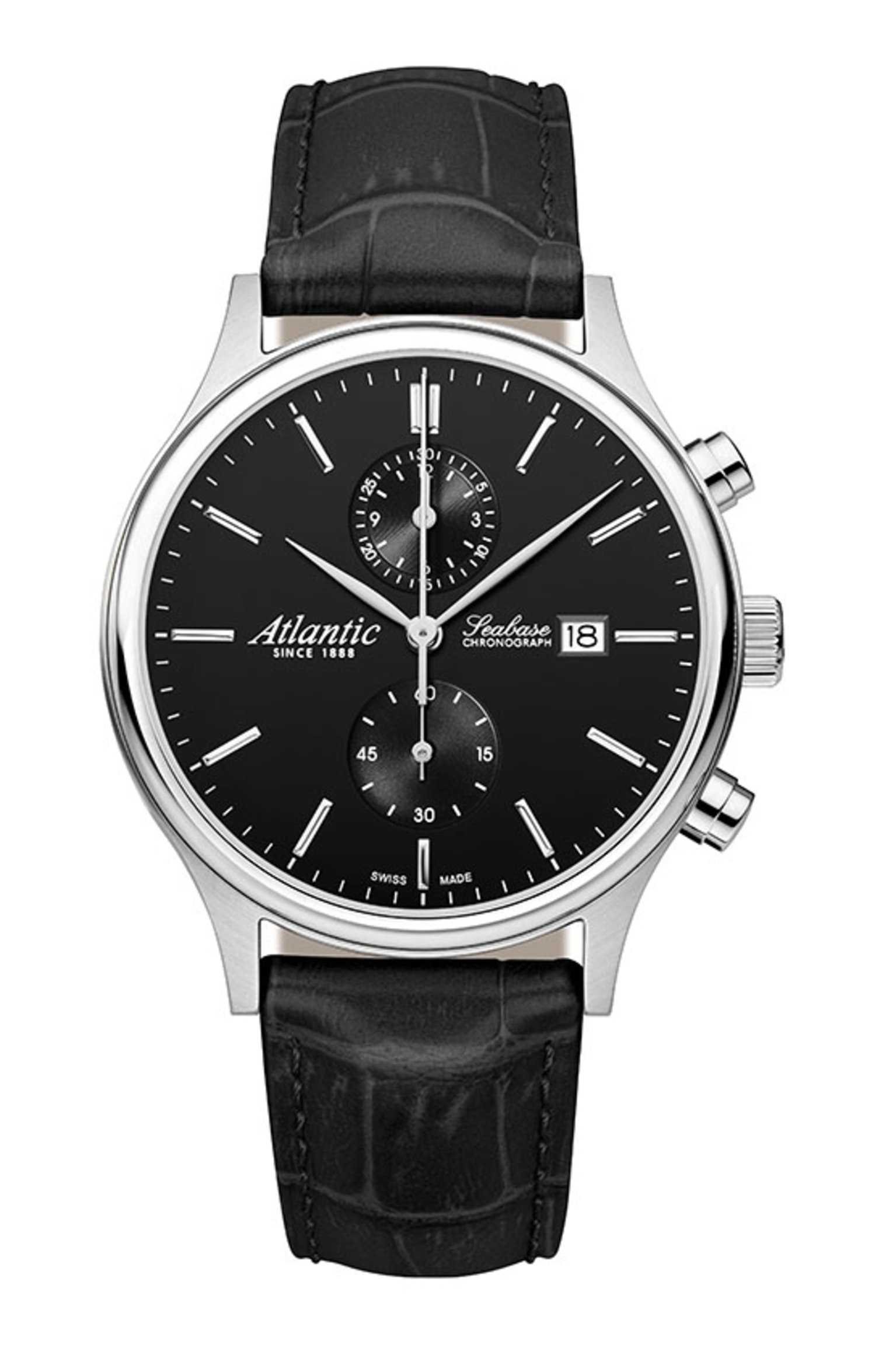 Atlantic Seabase Chronograph Schwarz & Leder