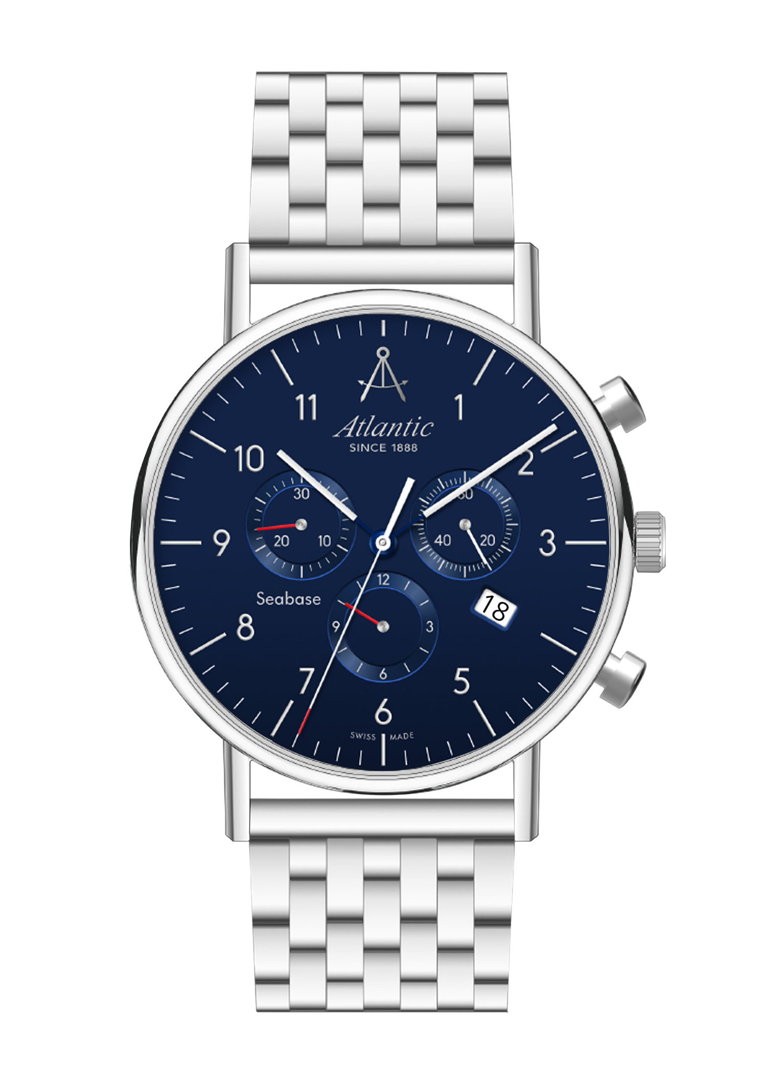 Atlantic Seabase Chronographe bleu & acier inoxydable