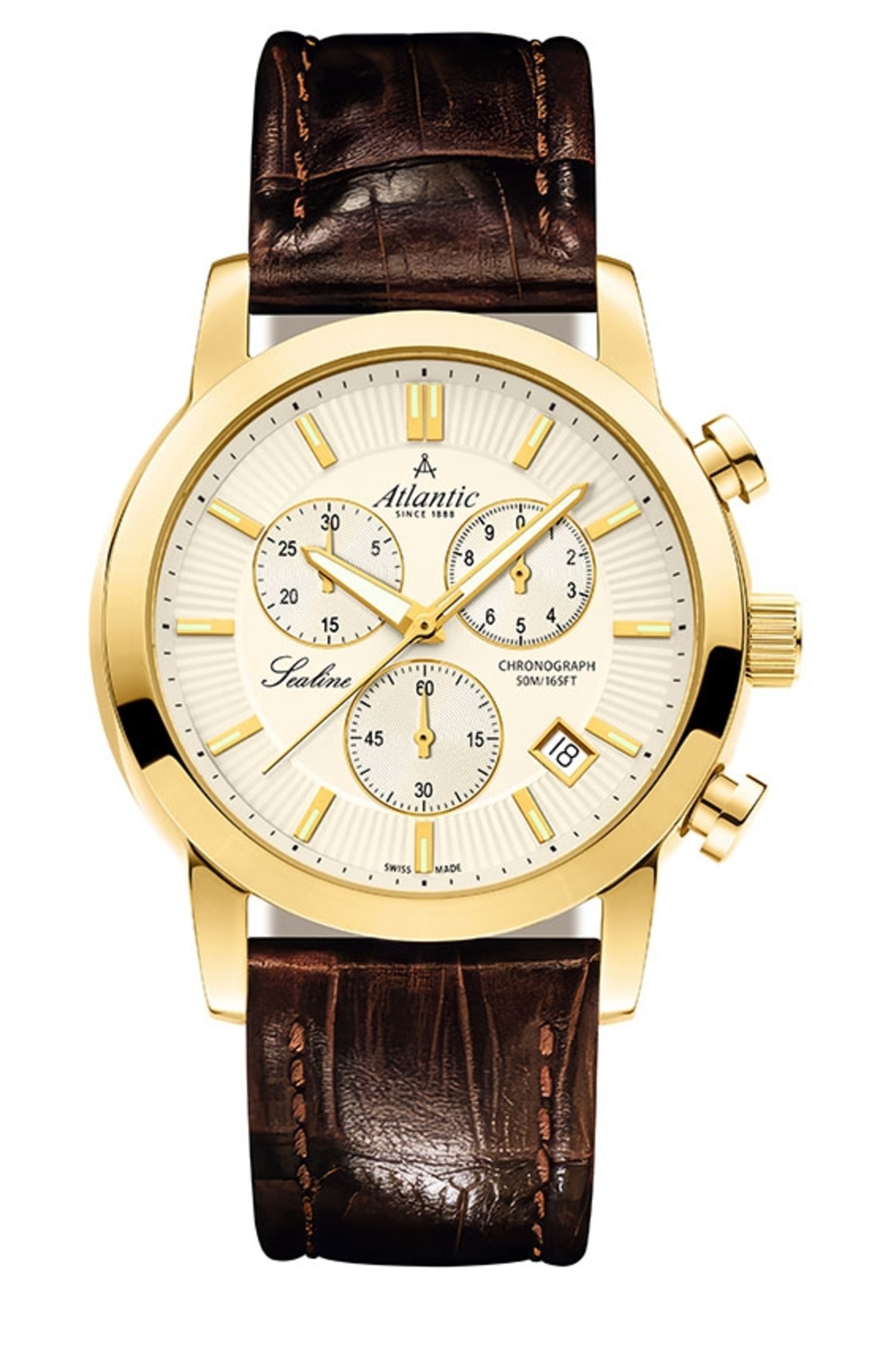 Atlantic Sealine Chrono Champagne / Gold PVD & Leder