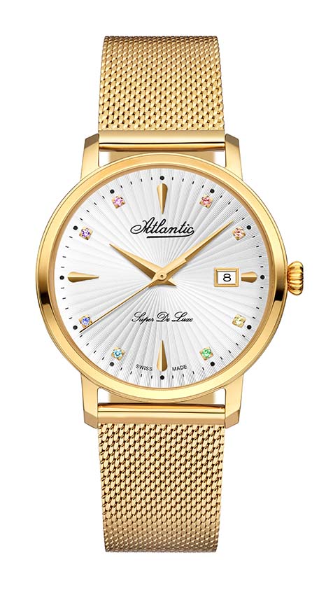 Atlantic Super De Luxe Gemstones & Milanaise PVD Gold Stainless Steel