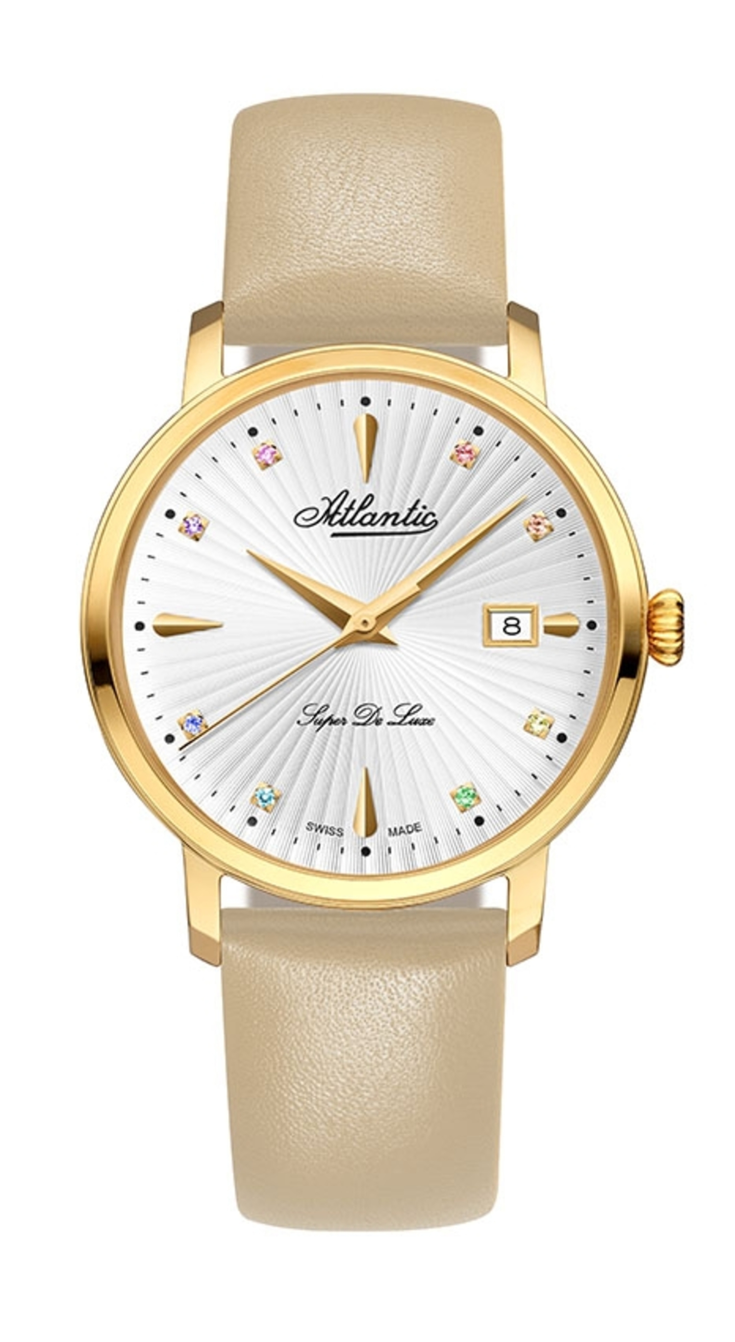 Atlantic Super De Luxe Edelsteine & PVD Gold / Cream Leder