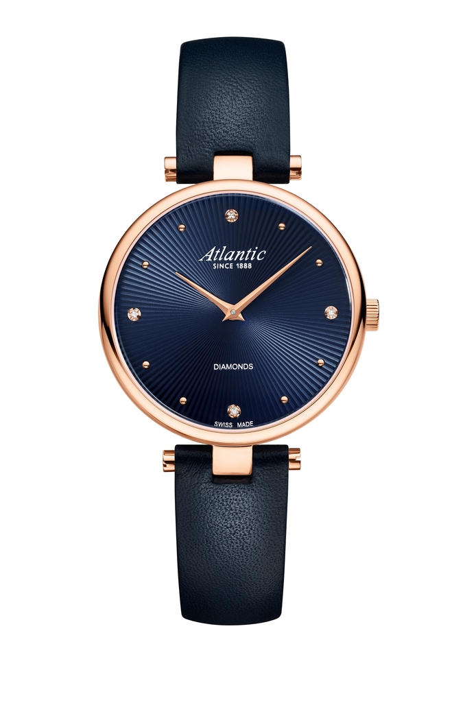 Atlantic Elegance Diamonds Pattern Edition Roségold PVD / Blau Leder