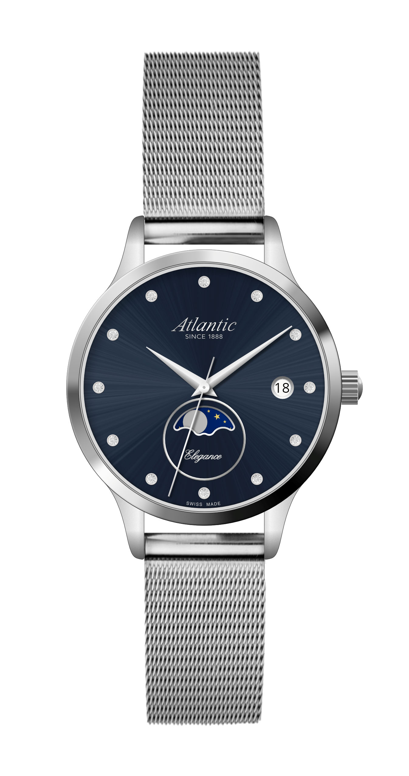 Atlantic Elegance Moonphase acier inoxydable / bleu zirconium