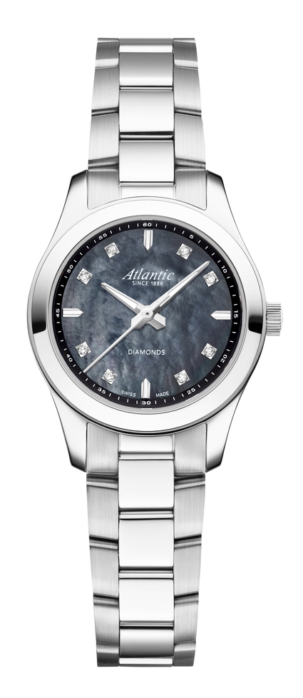 Atlantic Seapair Ladies Diamonds Edelstahl / Perlmutt Dunkel