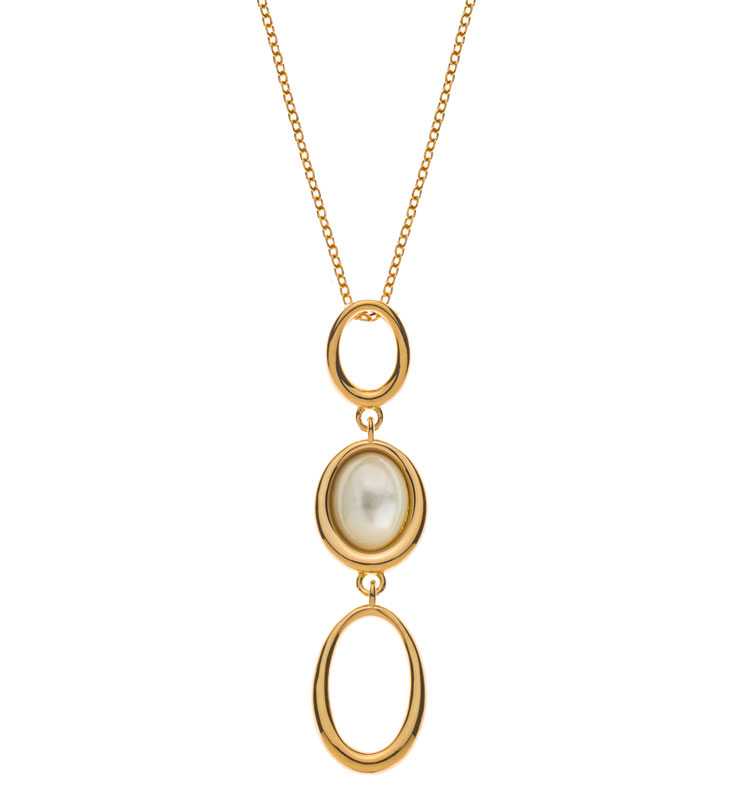 AURONOS Prestige Collier 18K Gelbgold mit Perlmutt 45cm