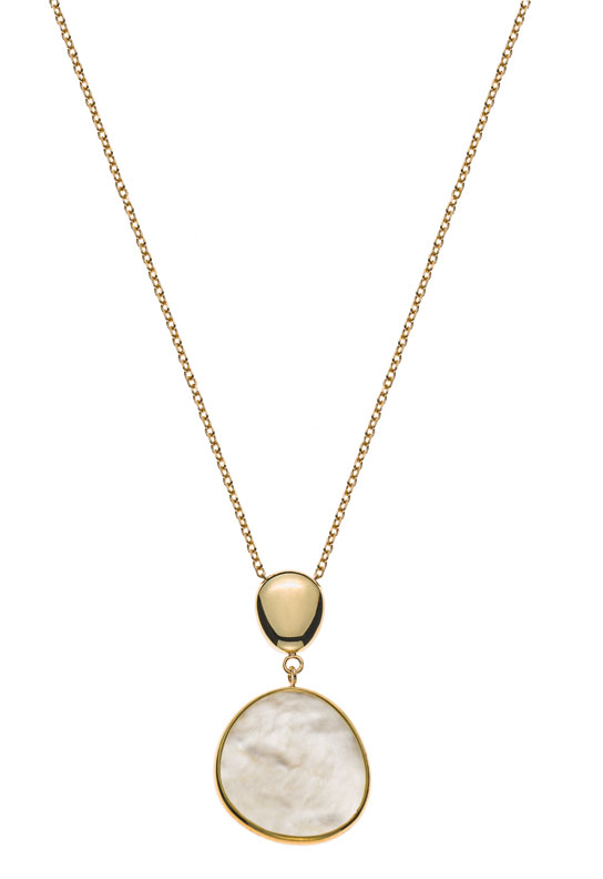 AURONOS Prestige Collier 18K Gelbgold mit Perlmutt Anhänger 45cm