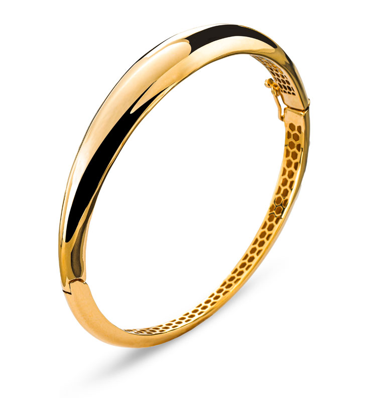 AURONOS Prestige 18K yellow gold cambered bangle