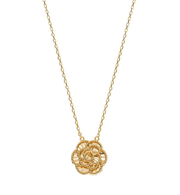 AURONOS Prestige Collier 18K Gelbgold mit Anhänger in Rosenform 45cm