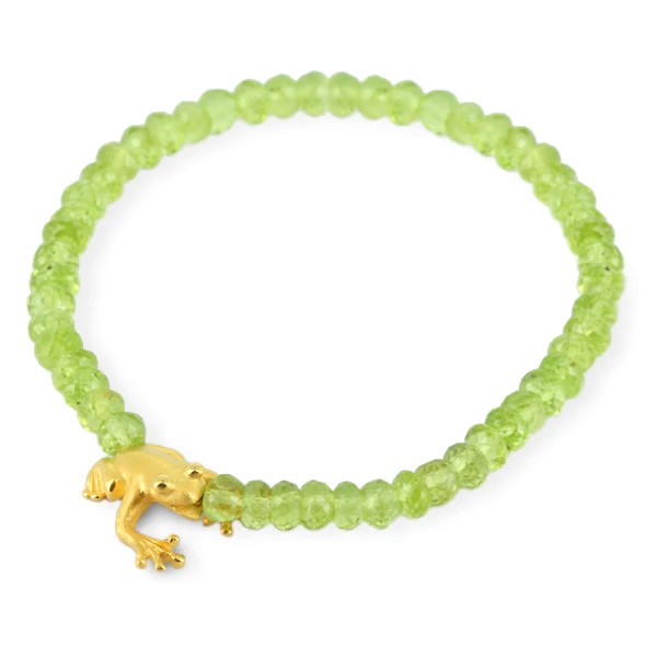 Drachenfels Froschkönig Bracelet 925 silver gold-plated peridot 19.5cm