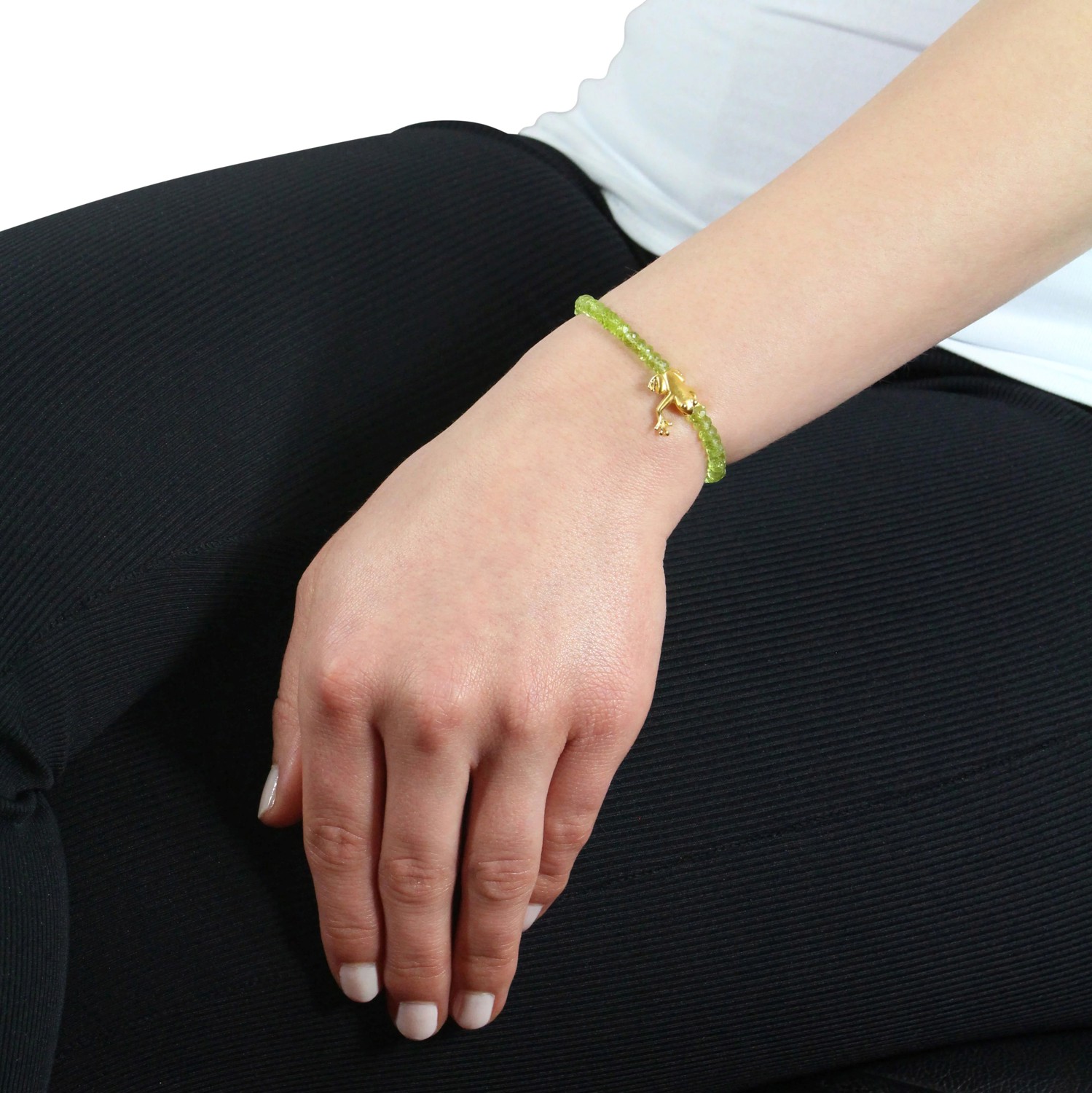 Drachenfels Froschkönig Bracelet 925 silver gold-plated peridot 19.5cm