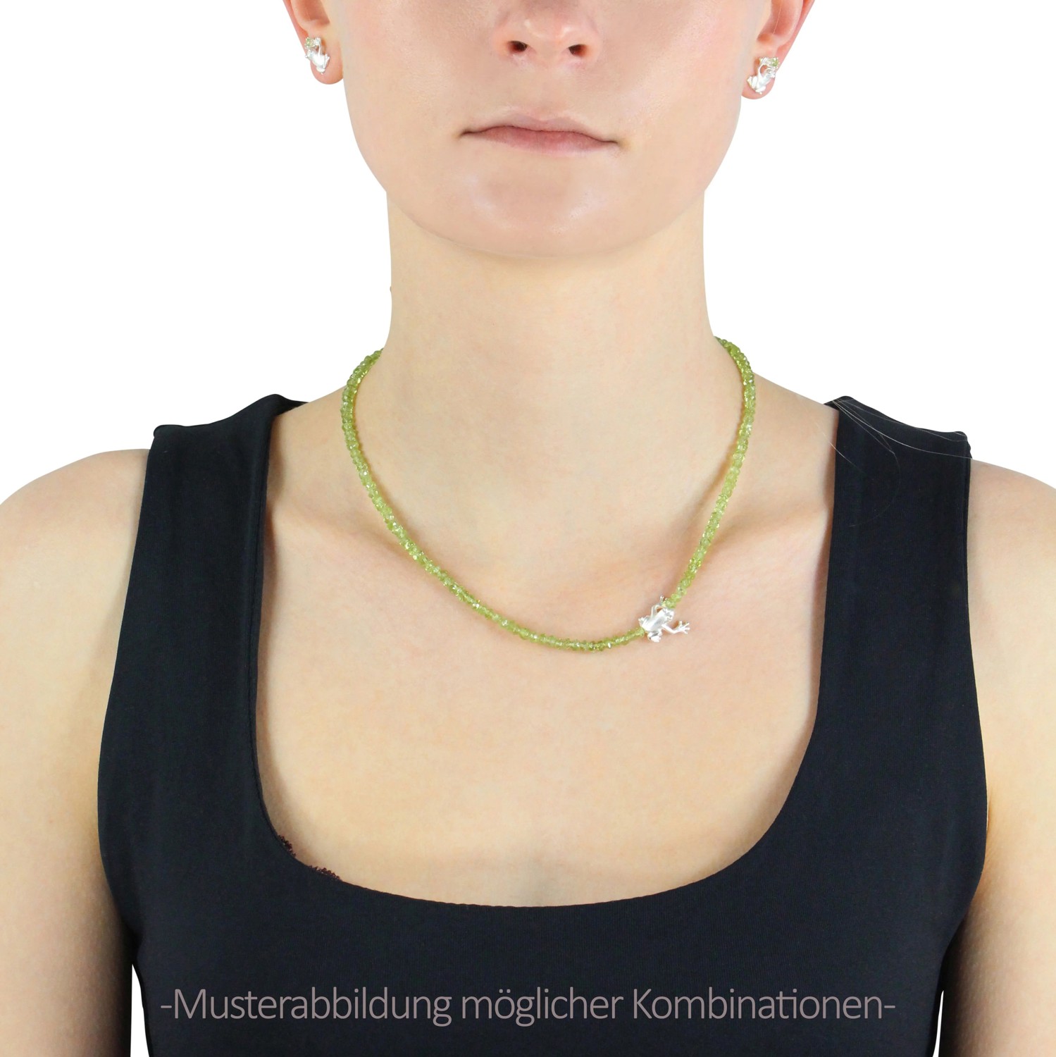 Drachenfels Froschkönig Necklace 925 silver gold-plated peridot 45cm