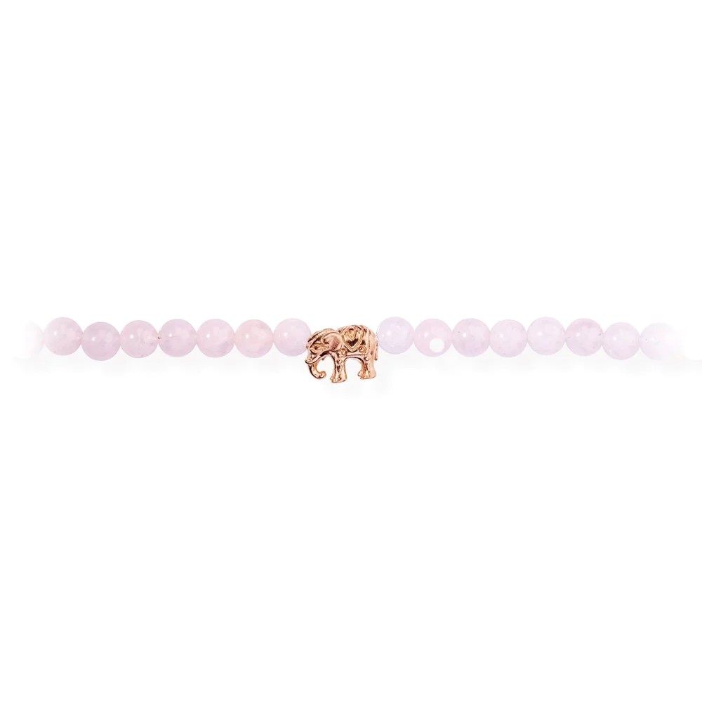 Drachenfels Ganesha Collier 925 argent plaqué or rose quartz rose 47cm