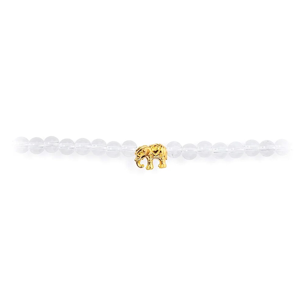 Drachenfels Ganesha Collier 925 Silber Goldplattiert Bergkristall 47cm