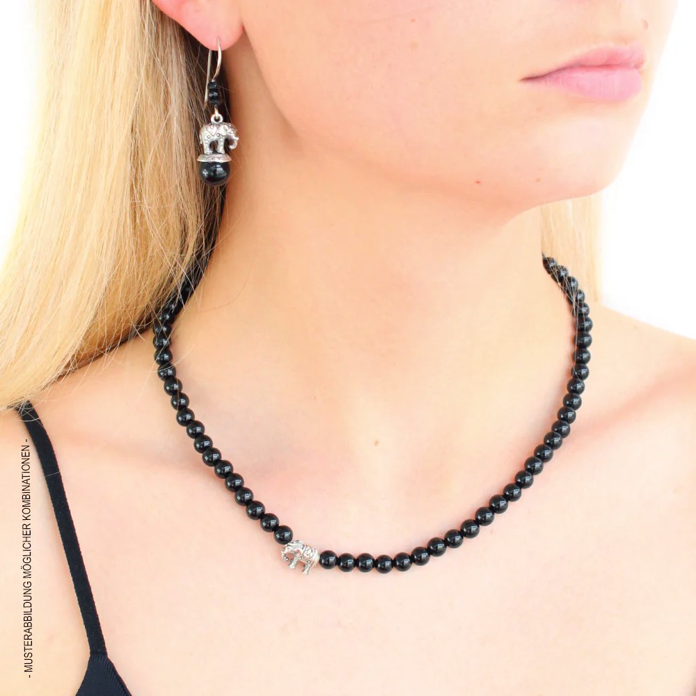 Drachenfels Ganesha Collier 925 Silber Onyx 47cm