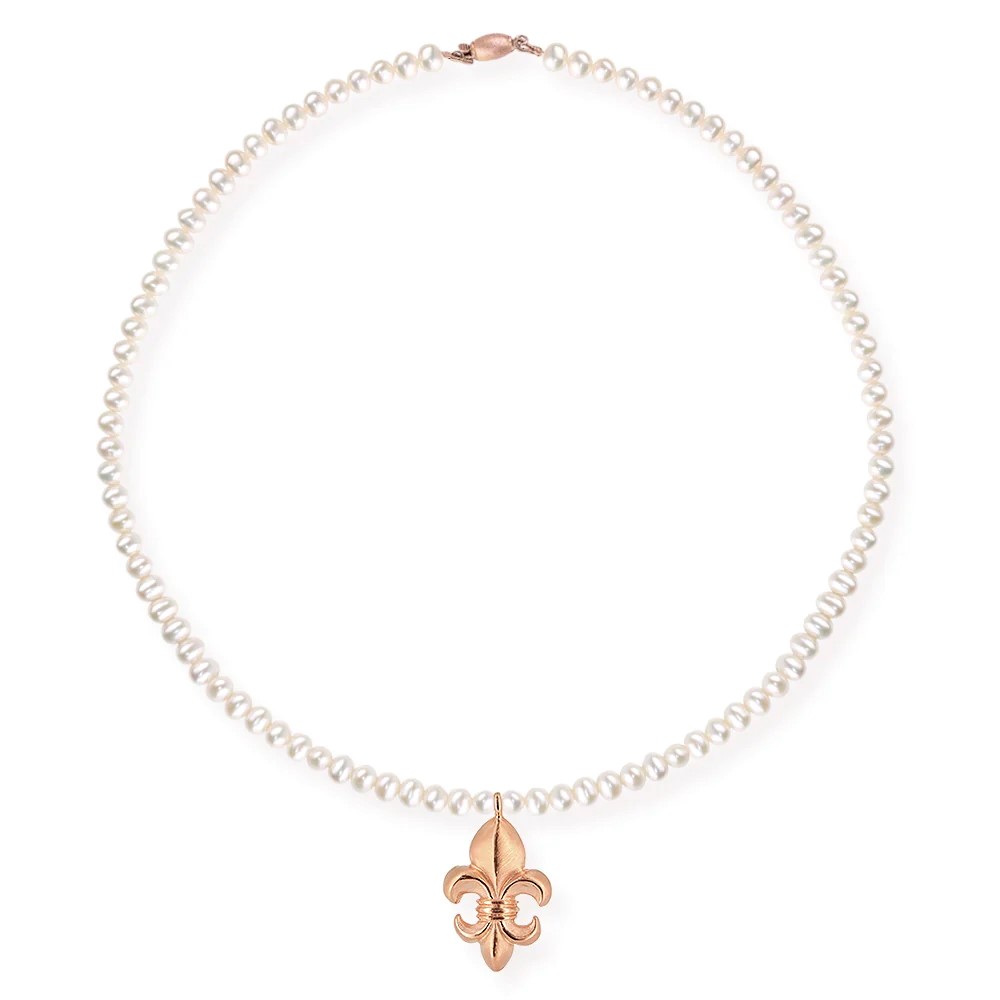 Drachenfels Lilienkönigin Necklace 925 silver rose gold plated cultured freshwater pearls 45cm