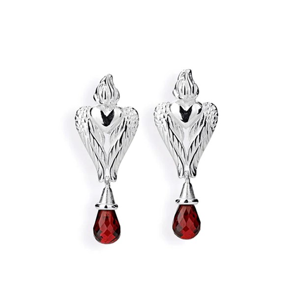 Drachenfels Carpe Diem Pendentif d'oreille 925 argent grenat