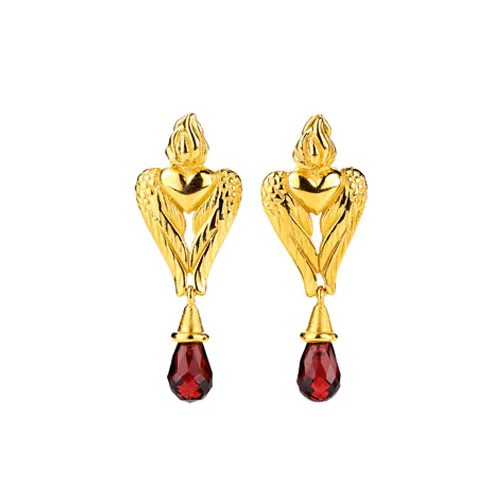 Drachenfels Carpe Diem Boucles d'oreilles 925 argent plaqué or grenat