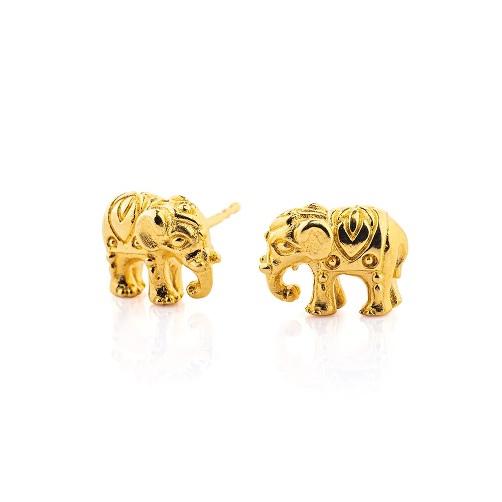 Drachenfels Ganesha Stud earrings 925 silver gold-plated