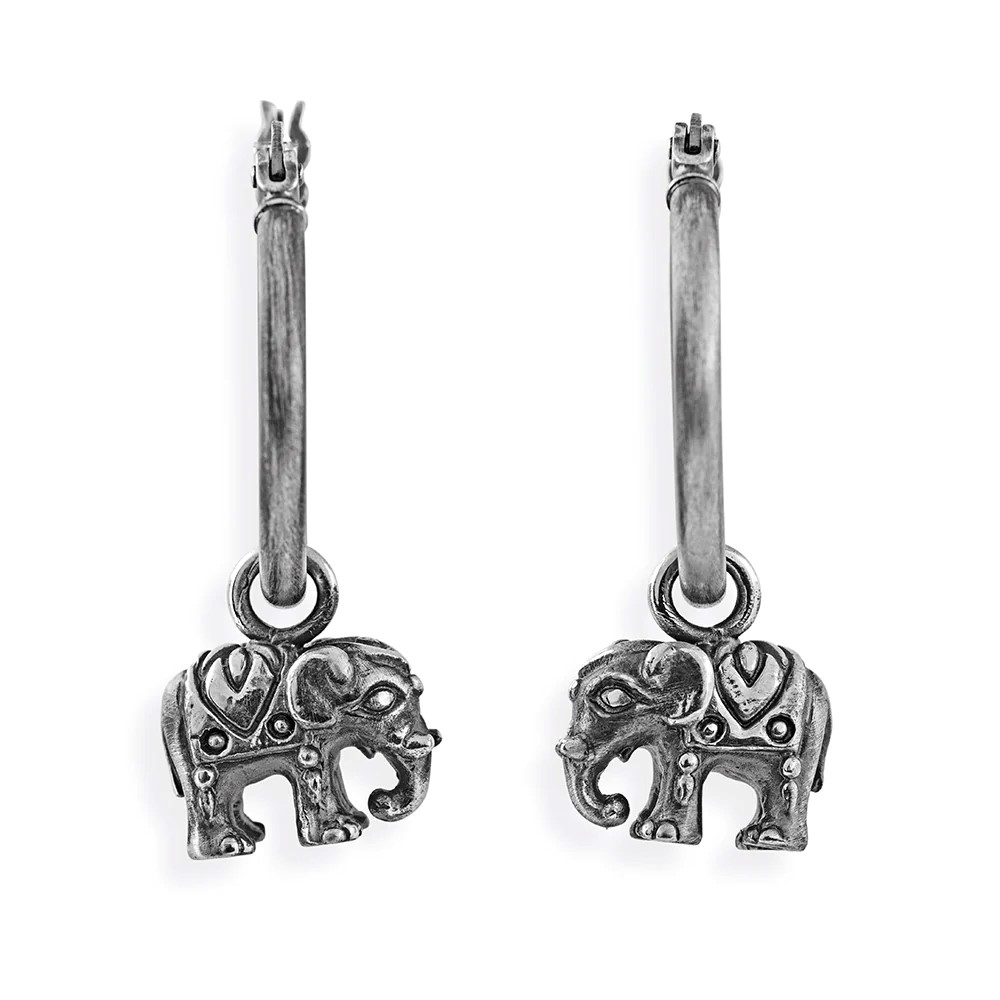 Drachenfels Ganesha Creolen 925 Silber Vintage