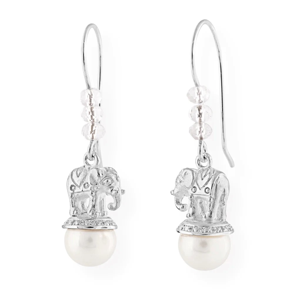 Drachenfels Ganesha Earrings 925 silver cultured freshwater pearls