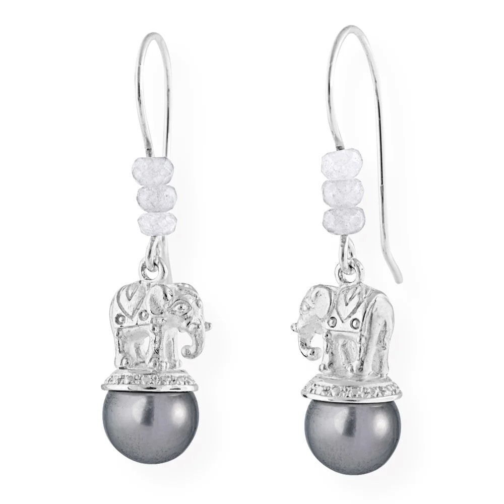 Drachenfels Ganesha Earrings 925 silver Tahitian cultured pearls