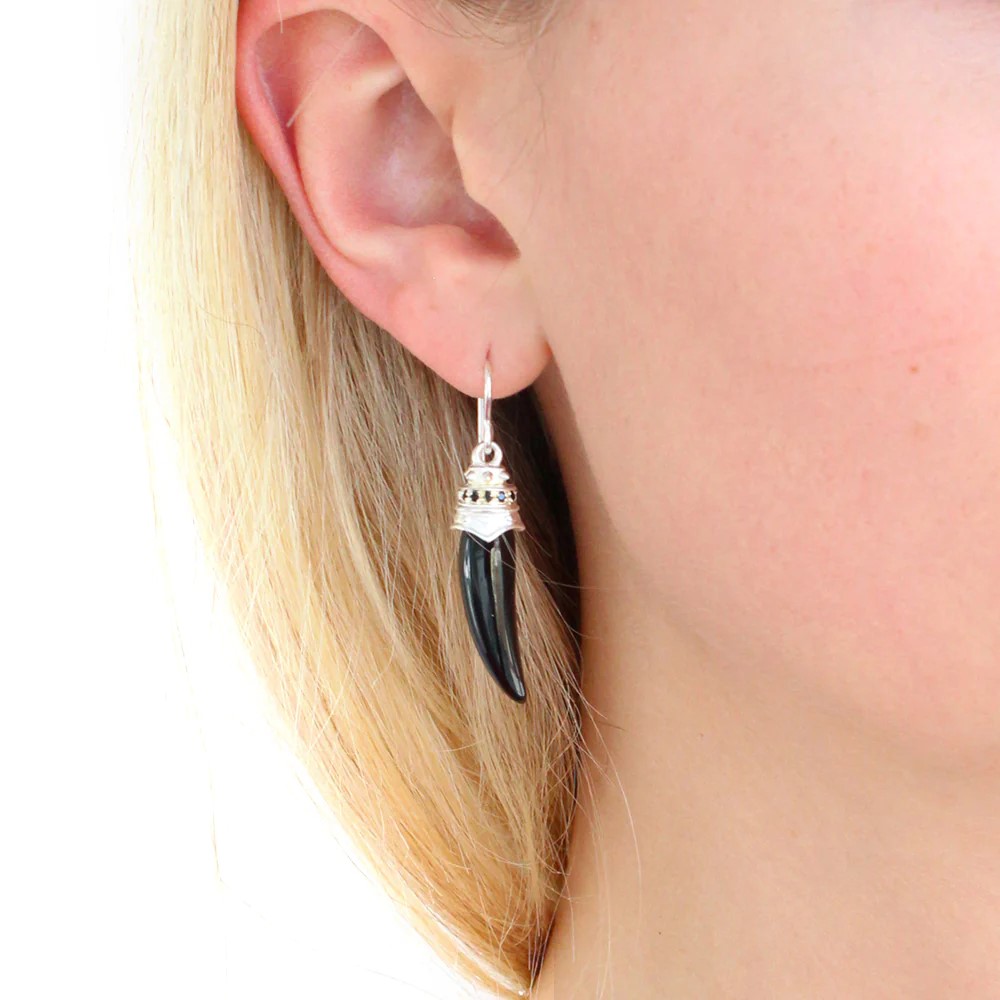 Drachenfels The Dark Side of Ganesha Earrings 925 silver onyx