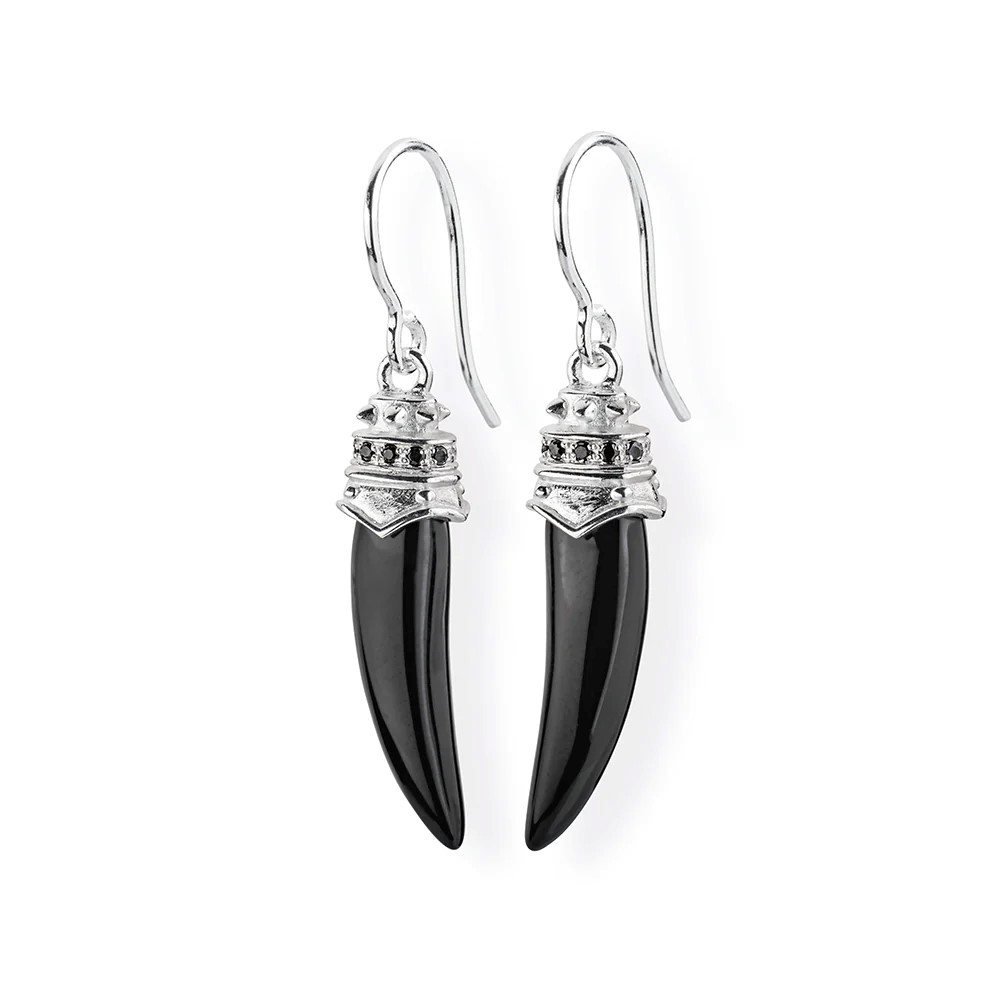 Drachenfels The Dark Side of Ganesha Earrings 925 silver onyx