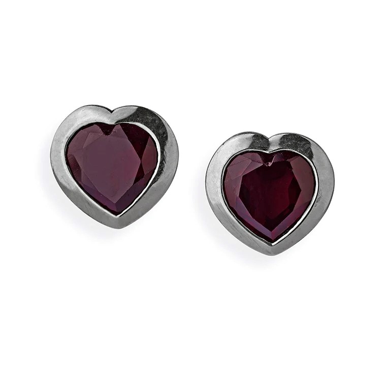 Drachenfels Heartbreaker Stone Boucles d'oreilles 925 Argent Vintage Grand Grenat