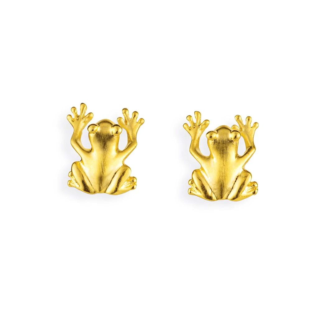 Drachenfels Froschkönig Stud earrings 925 silver gold-plated