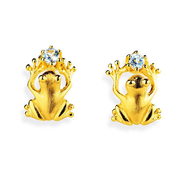 Drachenfels Froschkönig Stud earrings 925 silver gold-plated topaz