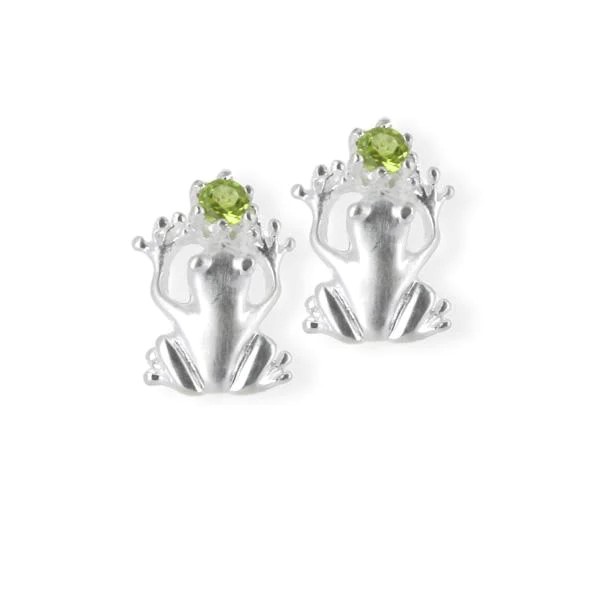 Drachenfels Froschkönig Ohrstecker 925 Silber Peridot