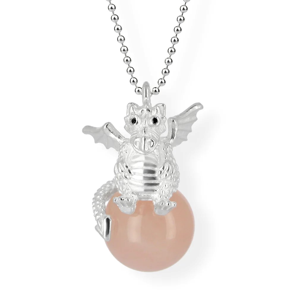 Drachenfels DragoERNIE & BERT Pendant 925 silver rose quartz ball