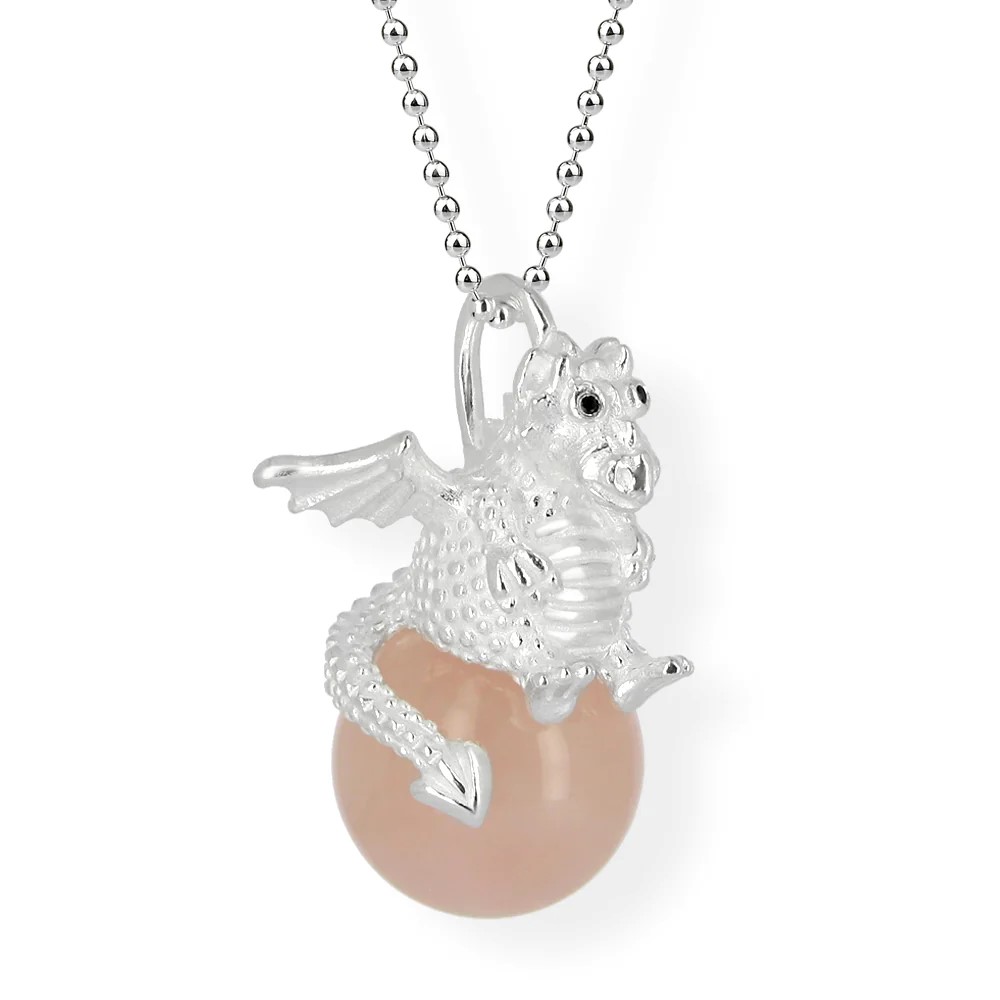 Drachenfels DragoERNIE & BERT Pendentif argent 925 boule de quartz rose