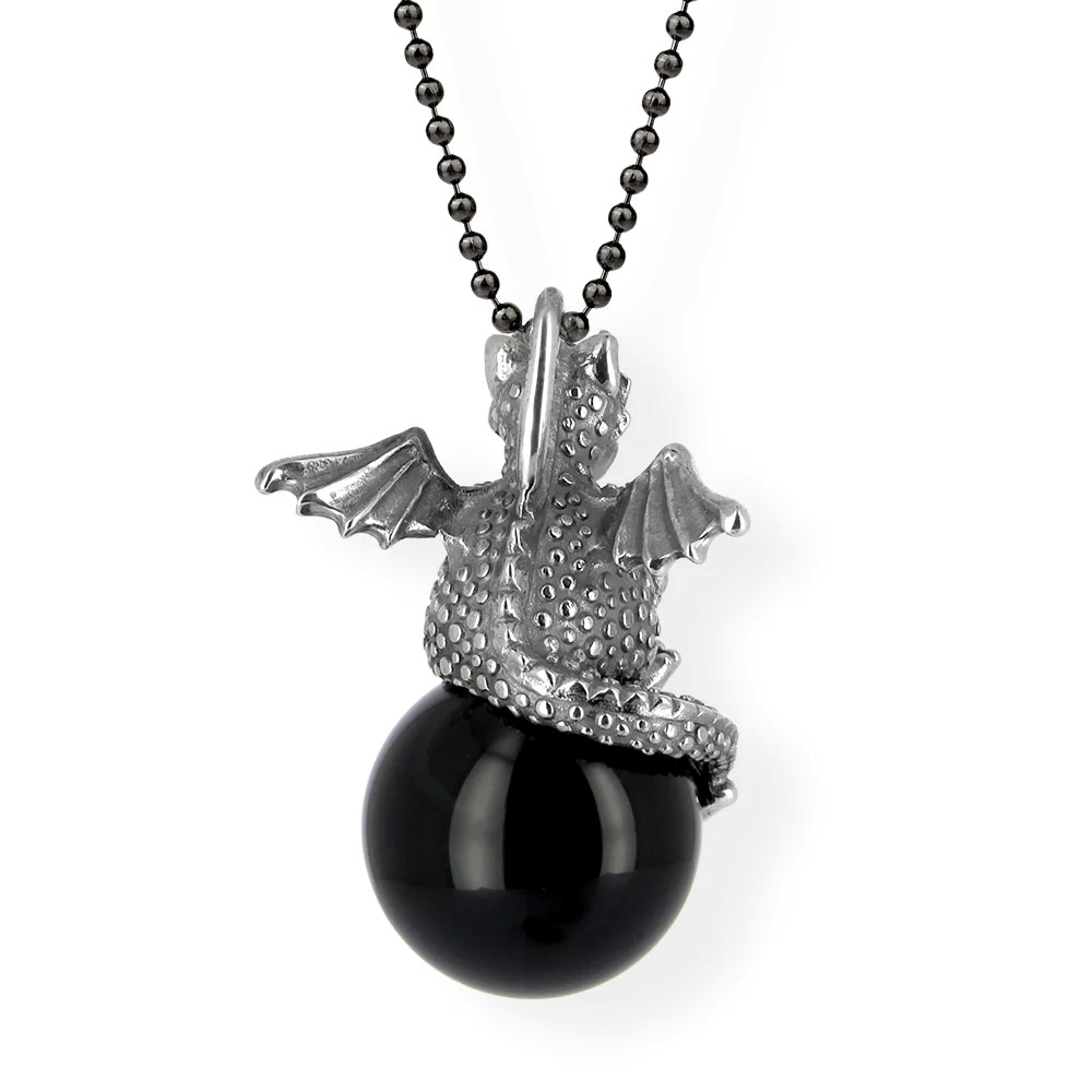 Drachenfels DragoERNIE & BERT Pendant 925 silver vintage onyx ball