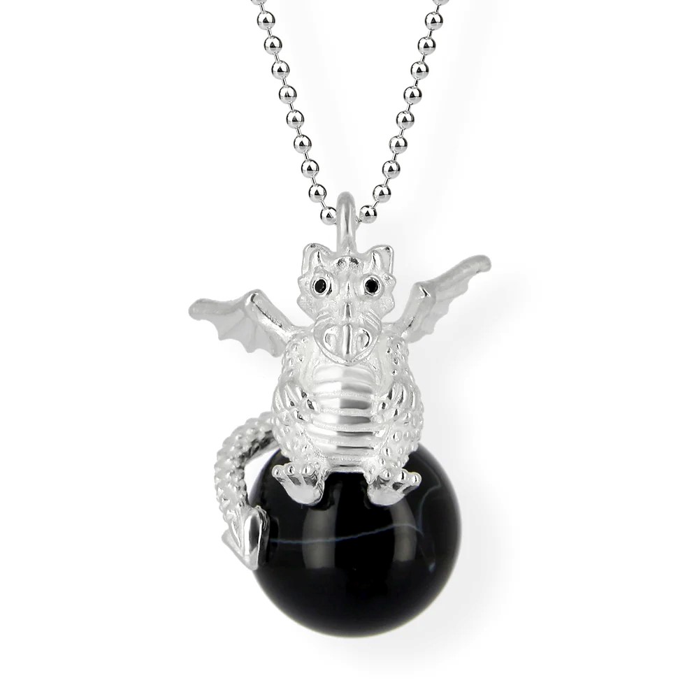 Drachenfels DragoERNIE & BERT Pendant 925 silver onyx ball