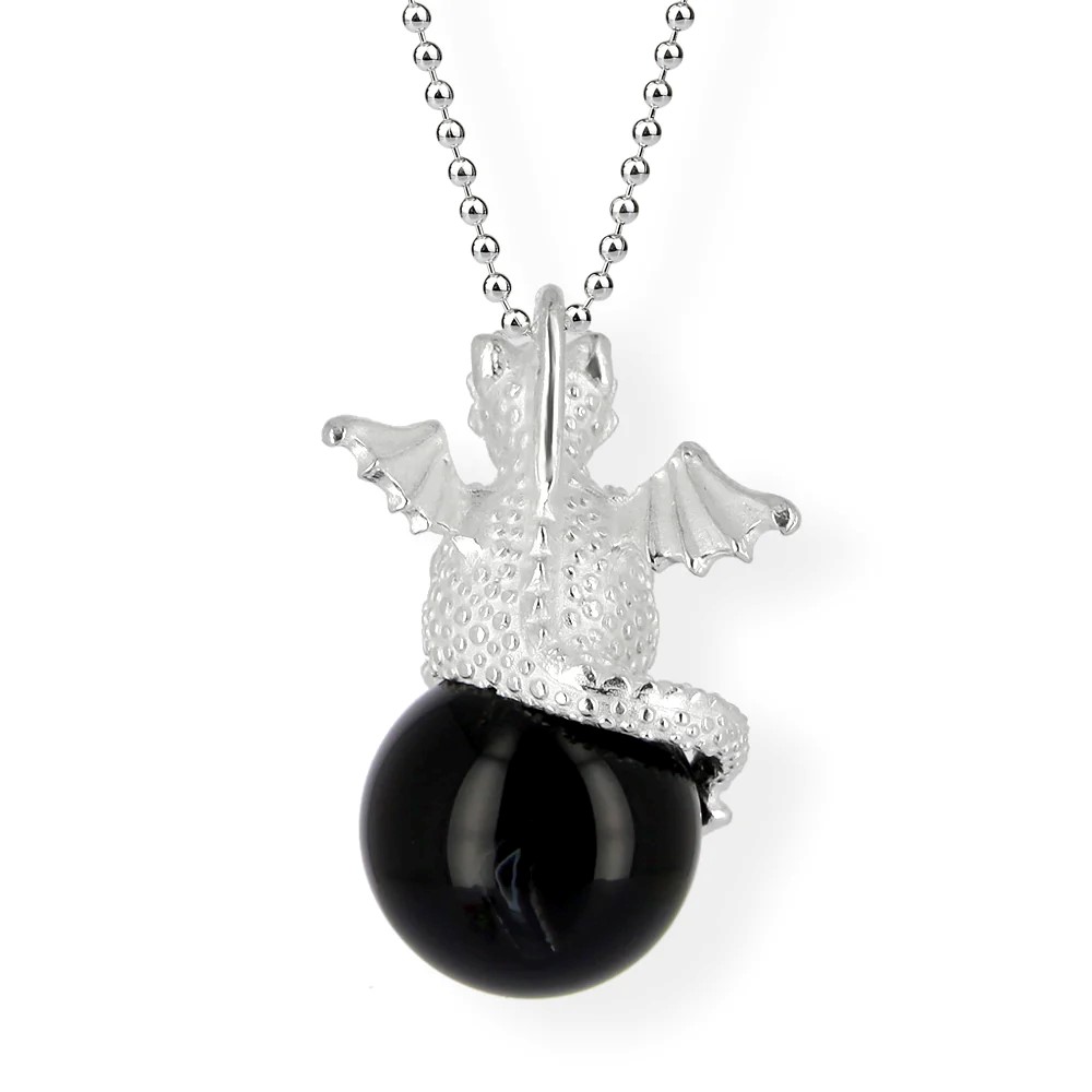 Drachenfels DragoERNIE & BERT Pendant 925 silver onyx ball