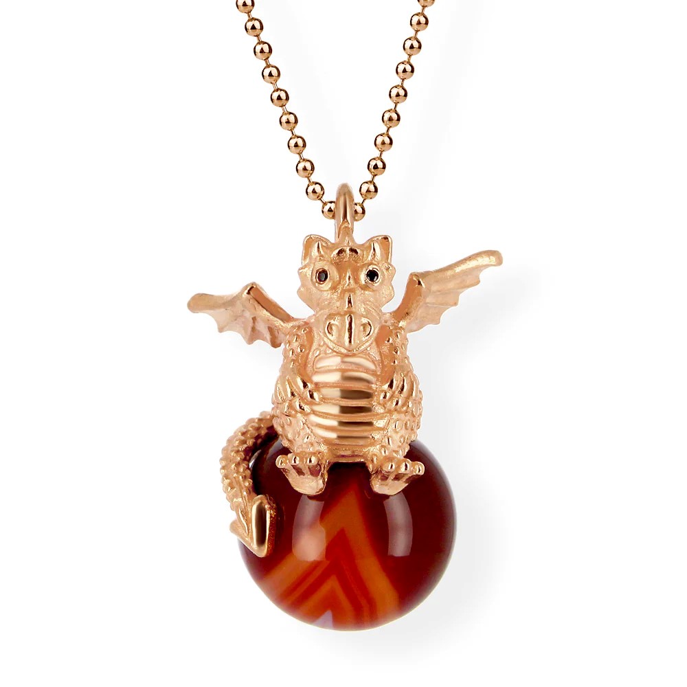 Drachenfels DragoERNIE & BERT Pendant 925 silver rose gold-plated carnelian ball