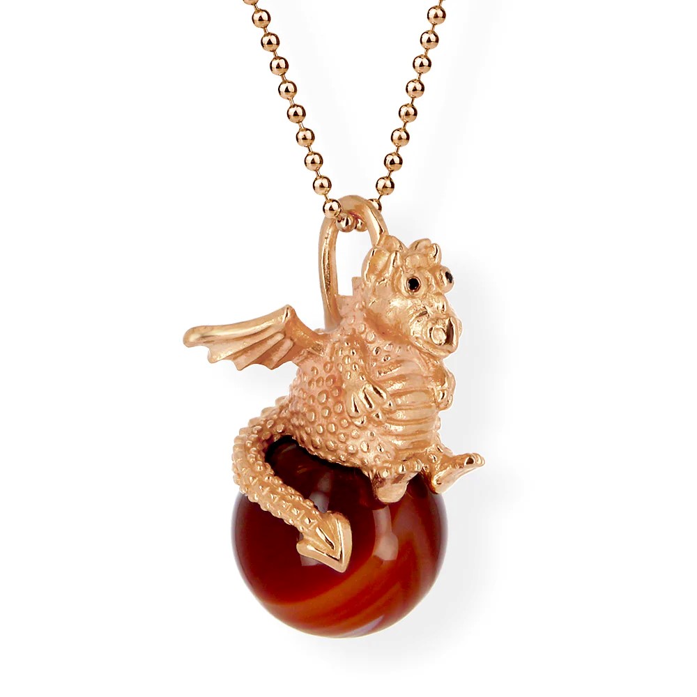 Drachenfels DragoERNIE & BERT Pendant 925 silver rose gold-plated carnelian ball