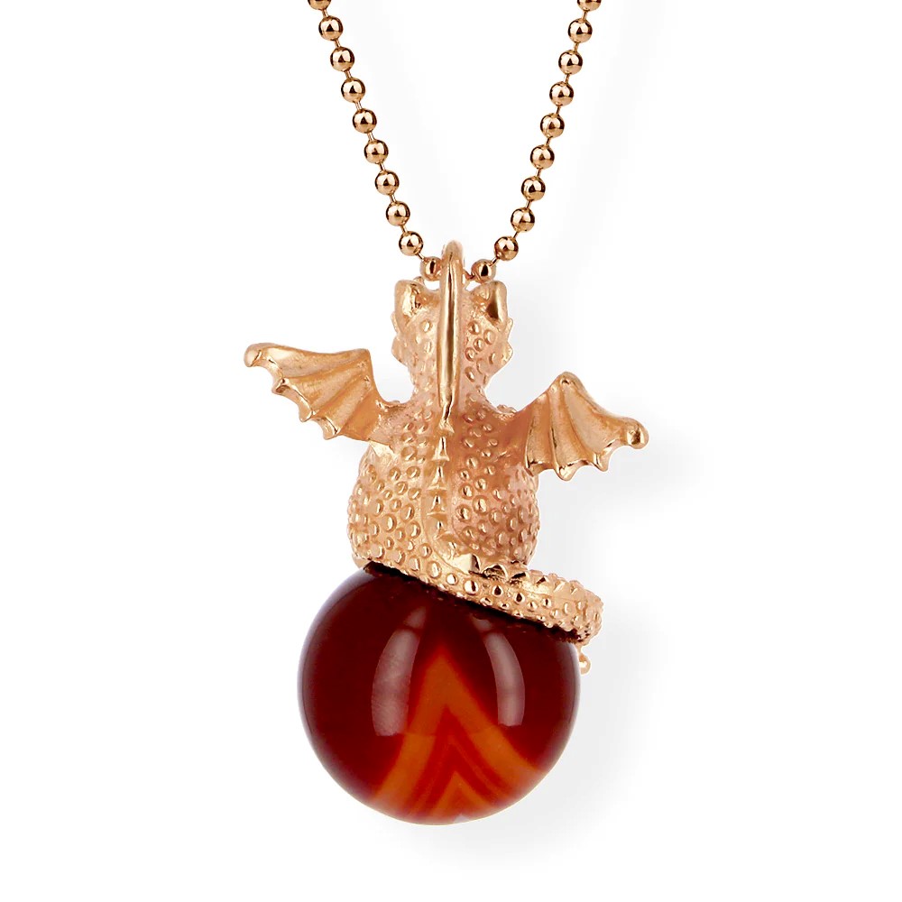 Drachenfels DragoERNIE & BERT Pendant 925 silver rose gold-plated carnelian ball