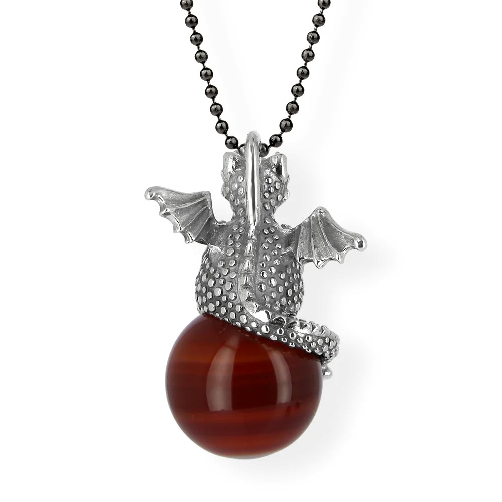 Drachenfels DragoERNIE & BERT Pendant 925 silver vintage carnelian ball