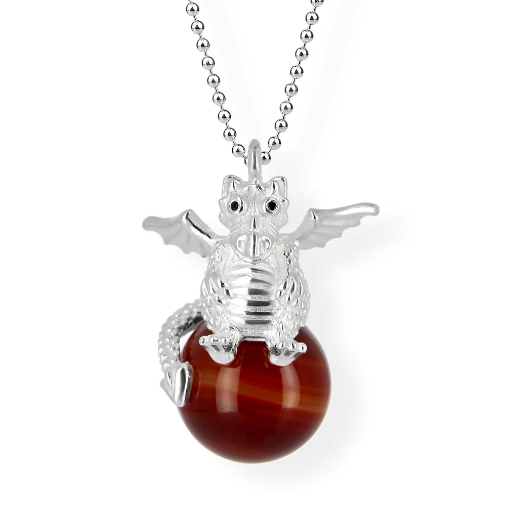 Drachenfels DragoERNIE & BERT Pendentif argent 925 Boule de cornaline