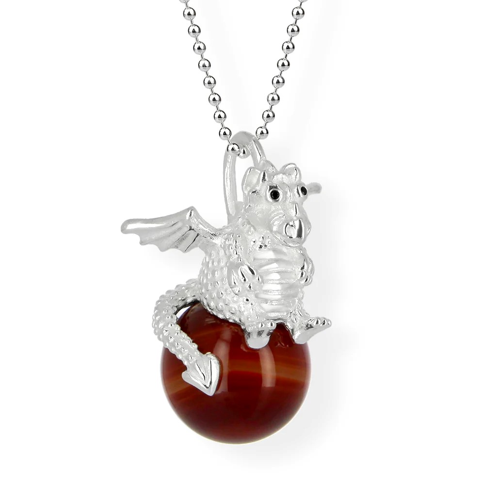 Drachenfels DragoERNIE & BERT Pendentif argent 925 Boule de cornaline