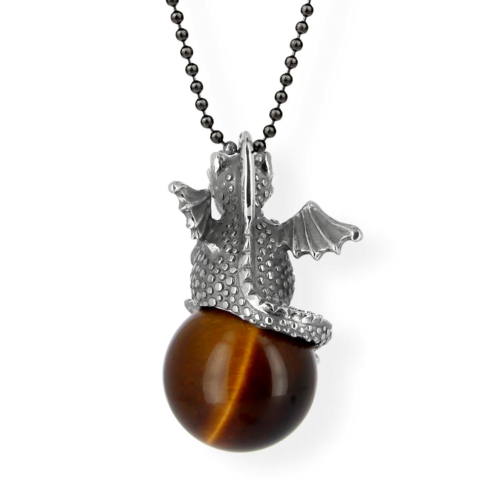 Drachenfels DragoERNIE & BERT Pendant 925 silver vintage tiger's eye ball