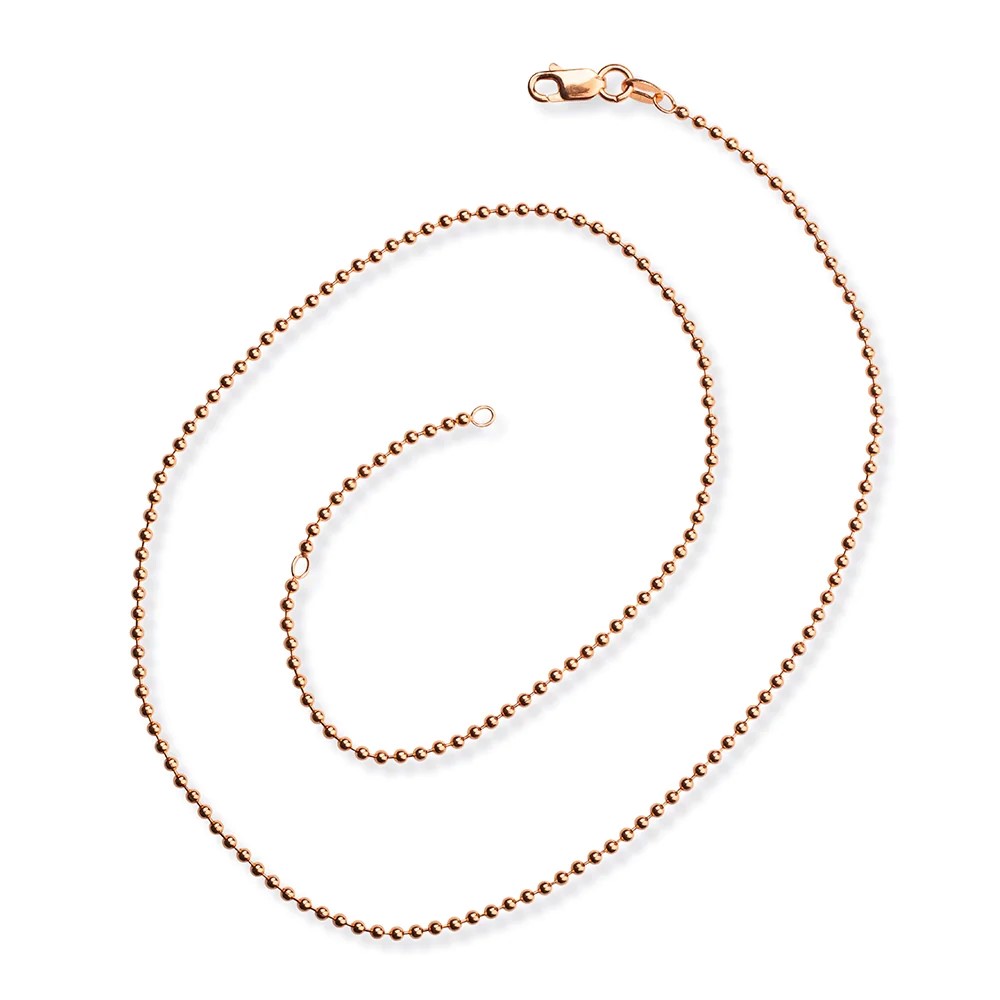 Drachenfels Silberkettten 925 silver rose gold plated ball chain 45cm 1.8mm