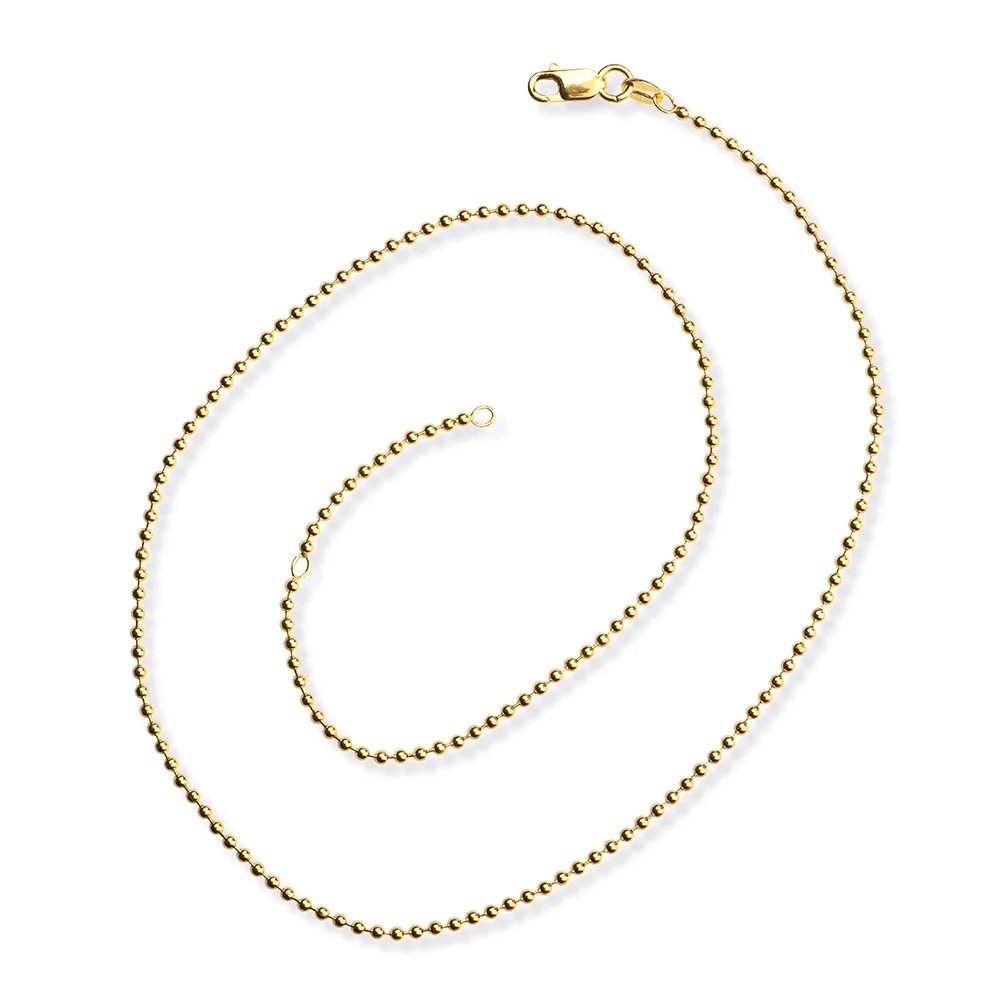 Drachenfels Silberkettten 925 silver gold-plated ball chain 45cm 1.8mm