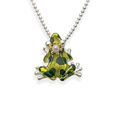 Drachenfels Giftpfeilfroschkönig Pendentif petite grenouille 925 argent avec perle d'eau douce