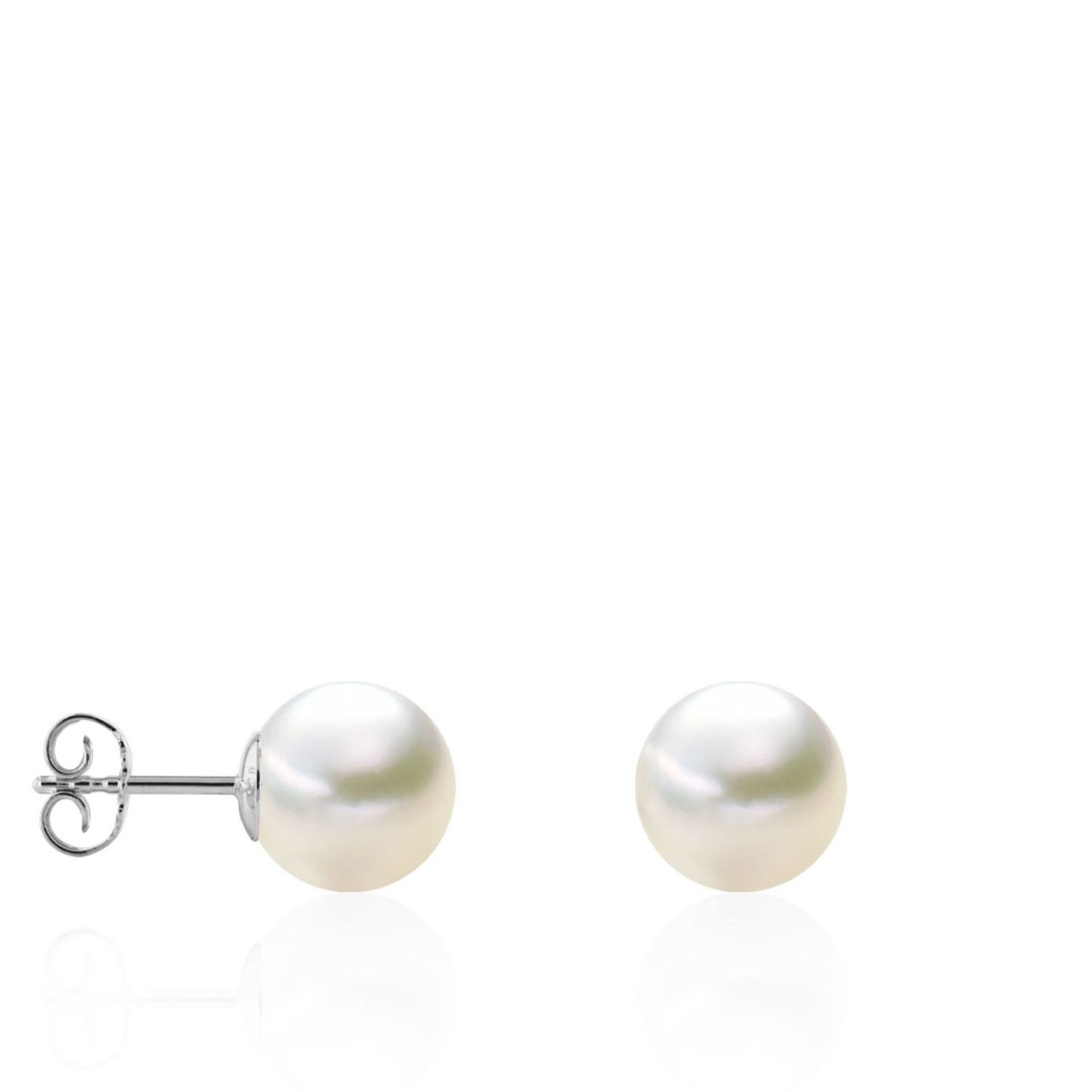 AURONOS Perlen Clous d'oreilles en or blanc 18K Perles des mers du Sud 9-10mm