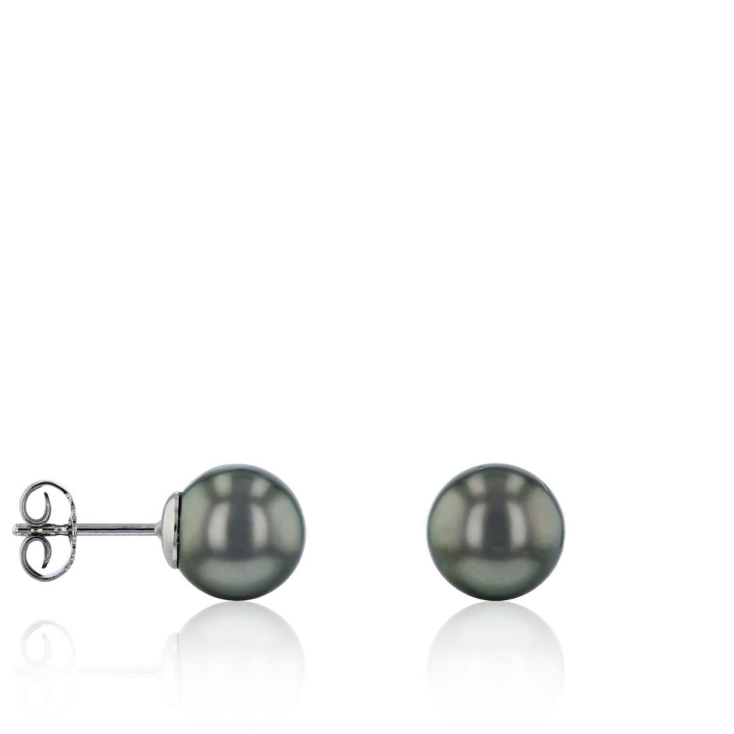 AURONOS Perlen Stud earrings 18K white gold Tahitian pearls 8-9mm